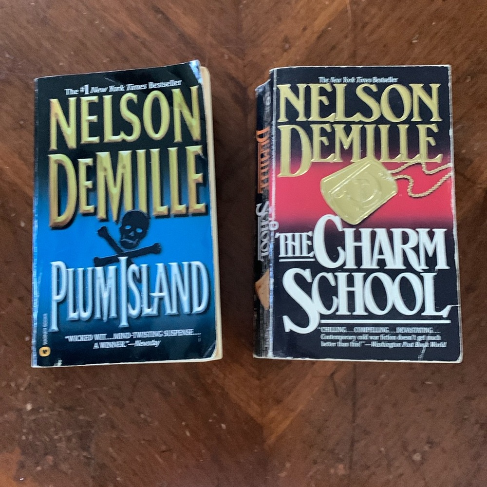 Nelson Demille Paperback Books Plum Island and The Charm School Bundle of 2